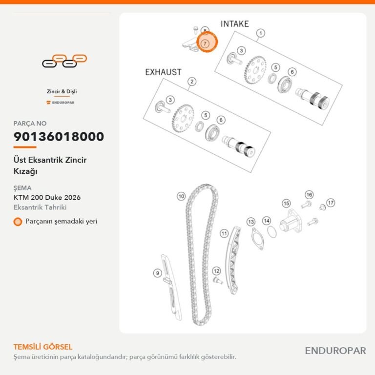 Üst Eksantrik Zincir Kızağı 90136018000 parça şeması