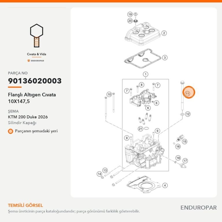 Flanşlı Altıgen Cıvata 10X147,5 90136020003 parça şeması