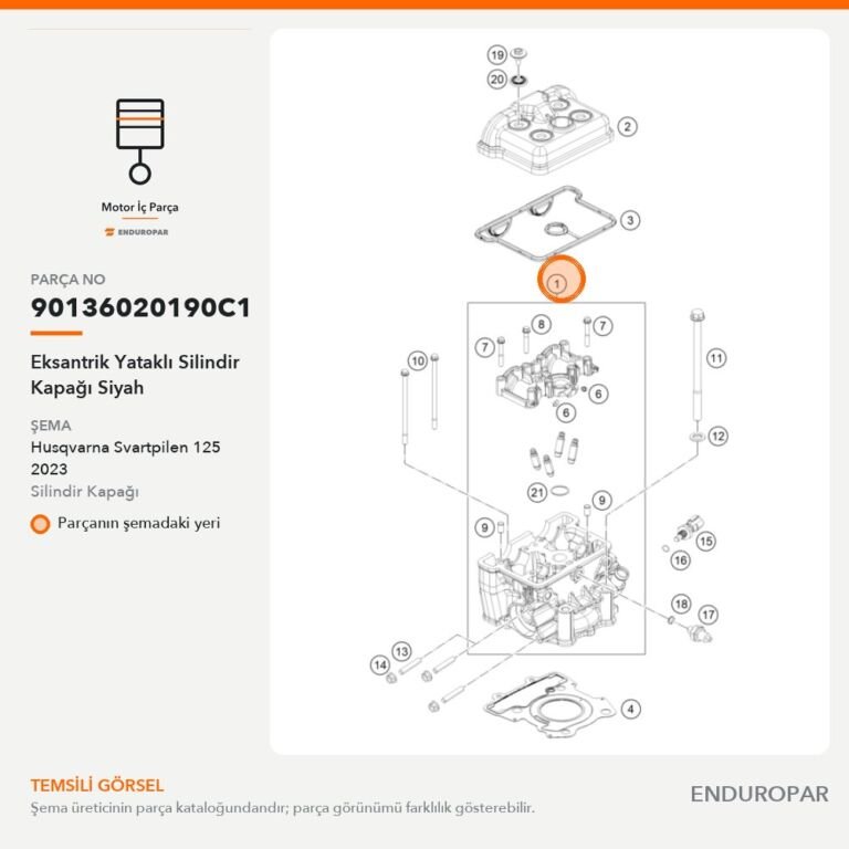 Eksantrik Yataklı Silindir Kapağı Siyah 90136020190C1 parça şeması