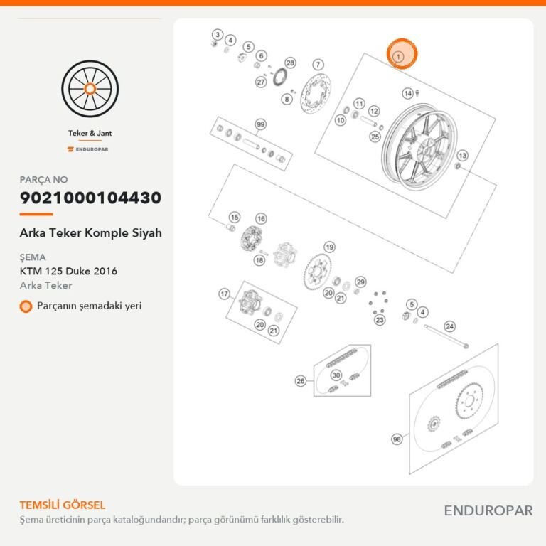 Arka Teker Komple Siyah 9021000104430 parça şeması