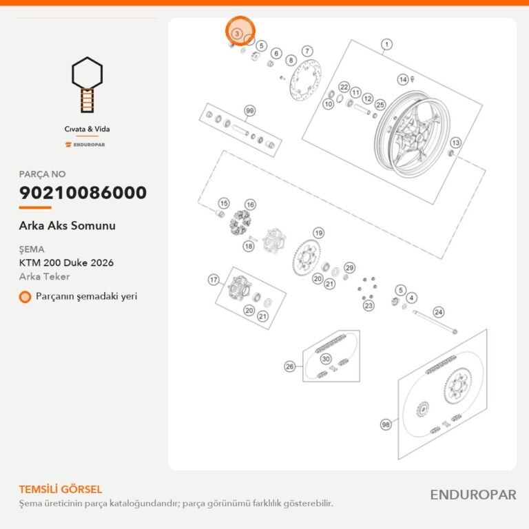 Arka Aks Somunu 90210086000 parça şeması