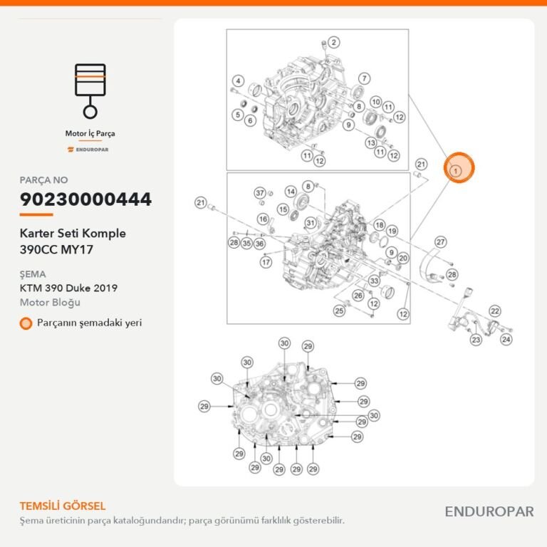 Karter Seti Komple 390CC MY17 90230000444 parça şeması