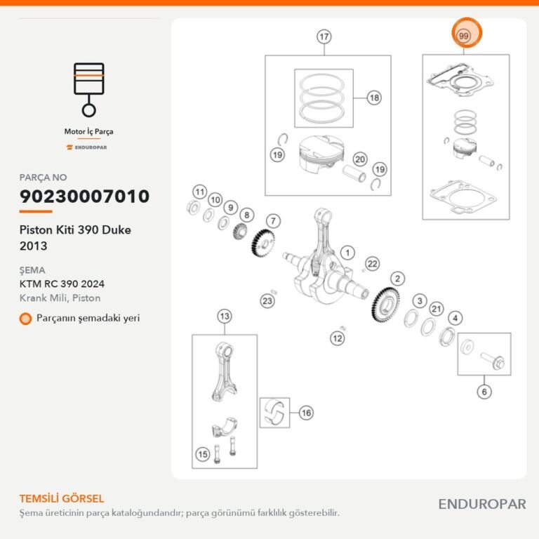 Piston Kiti 390 Duke 2013 90230007010 parça şeması