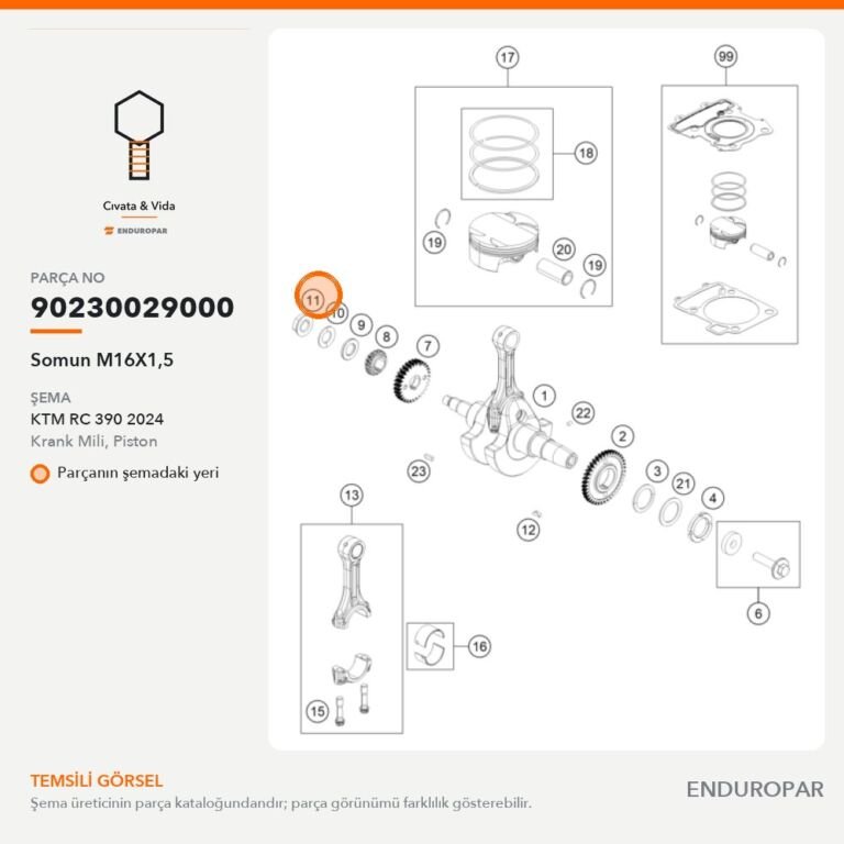 Somun M16X1,5 90230029000 parça şeması