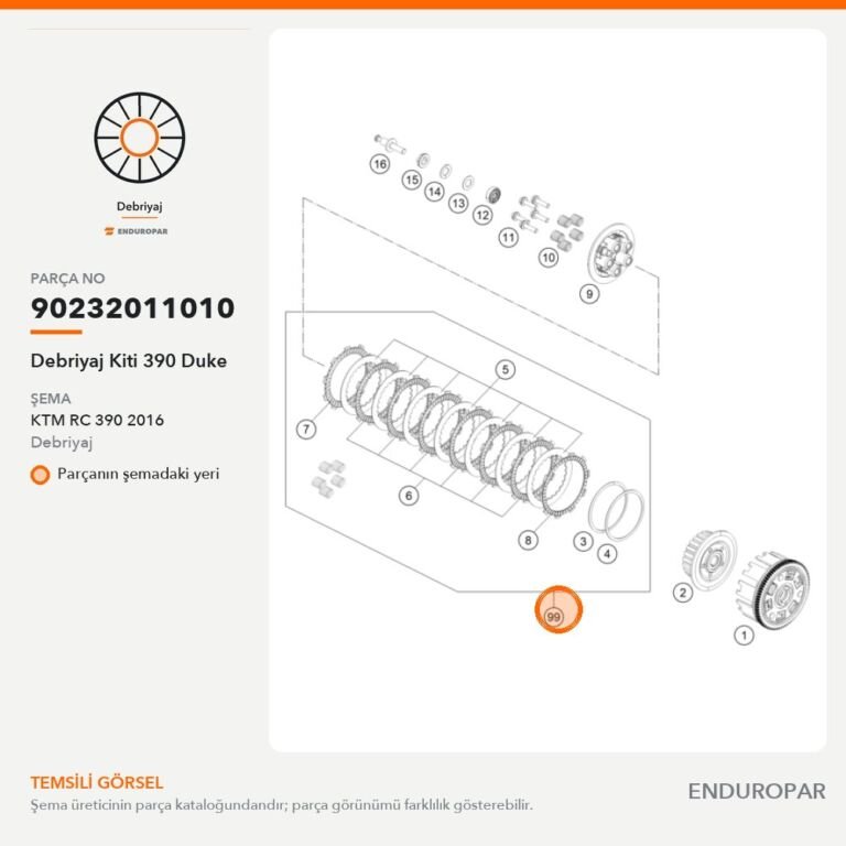 Debriyaj Kiti 390 Duke 90232011010 parça şeması