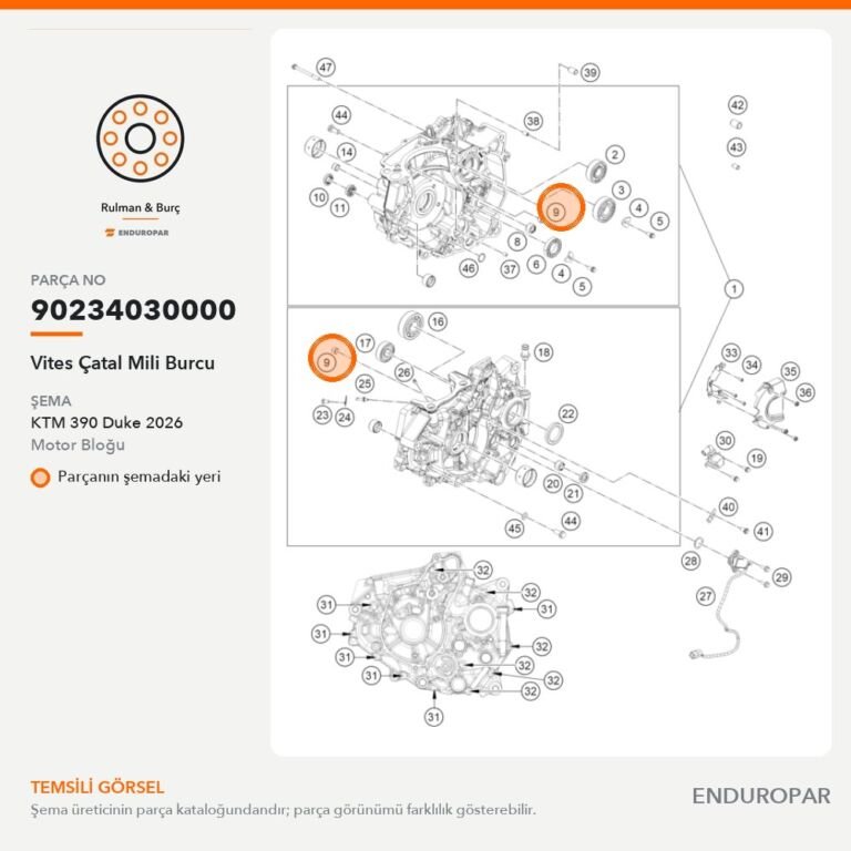 Vites Çatal Mili Burcu 90234030000 parça şeması