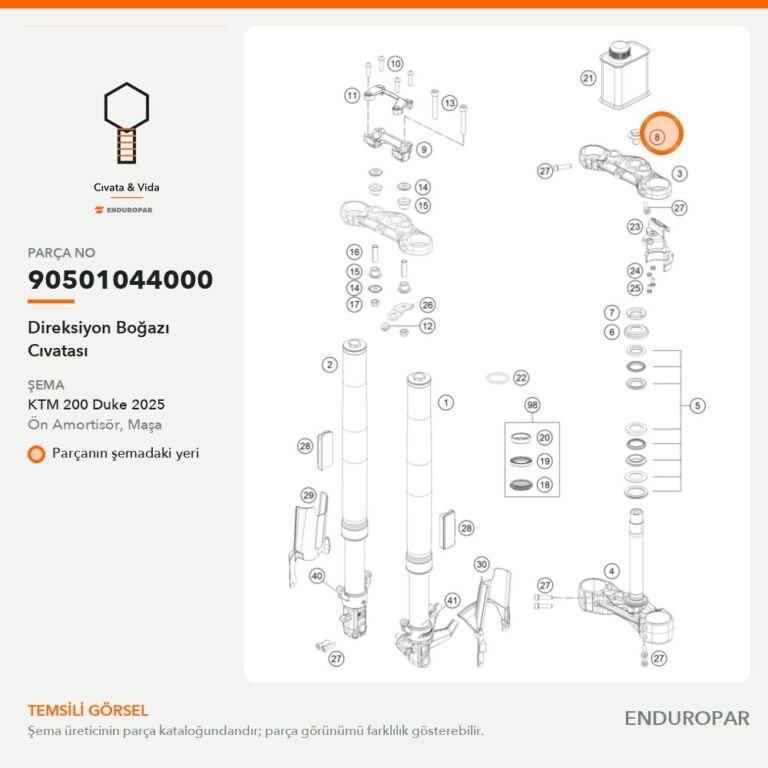 Direksiyon Boğazı Cıvatası 90501044000 parça şeması