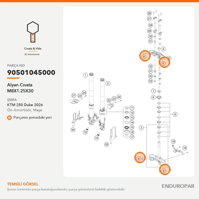 Alyan Cıvata M8X1.25X30 90501045000 parça şeması