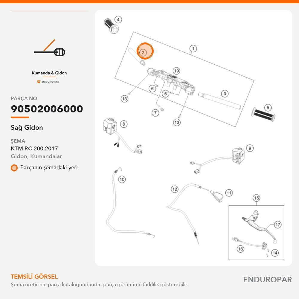 Sağ Gidon 90502006000 parça şeması