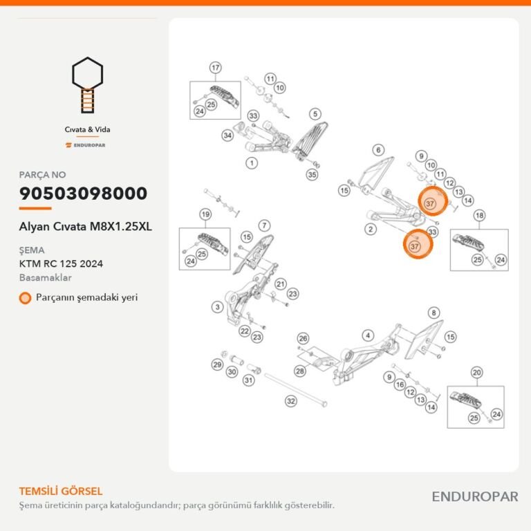 Alyan Cıvata M8X1.25XL 90503098000 parça şeması