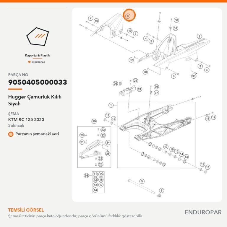 Hugger Çamurluk Kılıfı Siyah 9050405000033 parça şeması