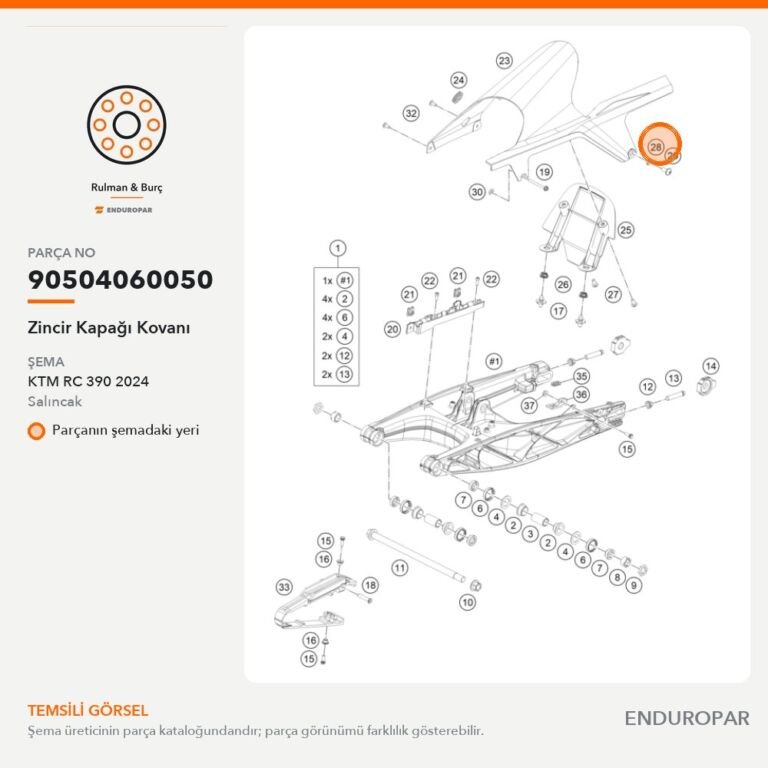 Zincir Kapağı Kovanı 90504060050 parça şeması