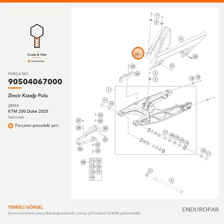 Zincir Kızağı Pulu 90504067000 parça şeması