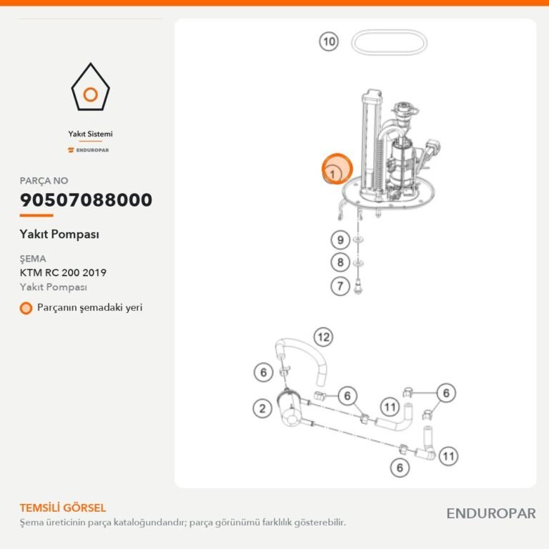 Yakıt Pompası 90507088000 parça şeması
