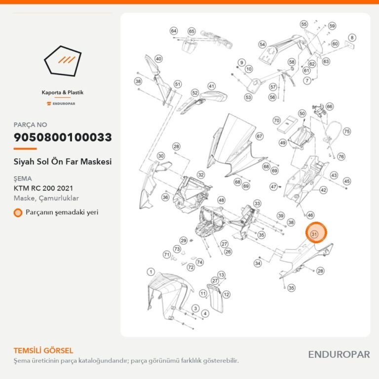 Siyah Sol Ön Far Maskesi 9050800100033 parça şeması