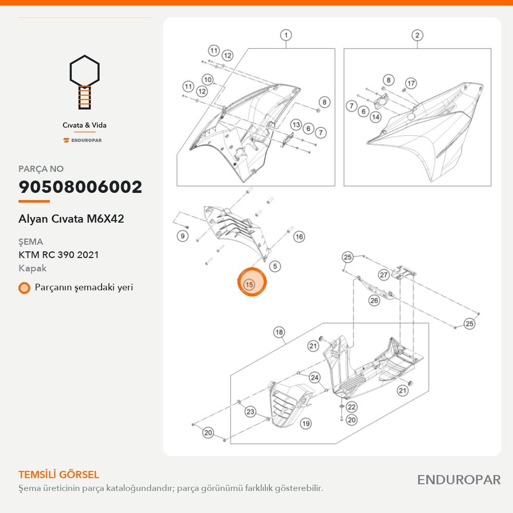 Alyan Cıvata M6X42 90508006002 parça şeması