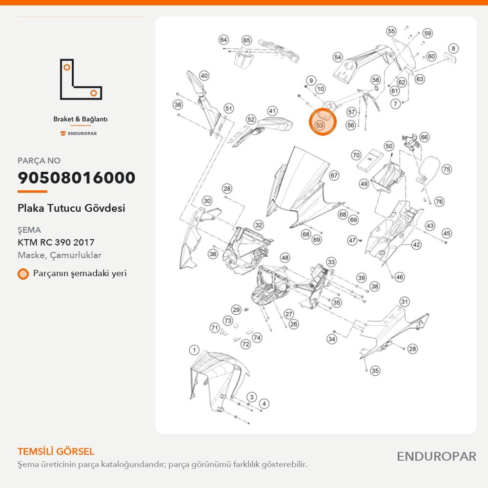 Plaka Tutucu Gövdesi 90508016000 parça şeması