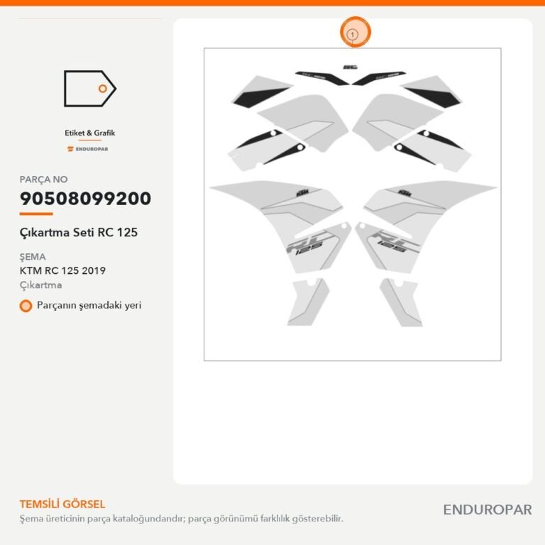 Çıkartma Seti RC 125 90508099200 parça şeması