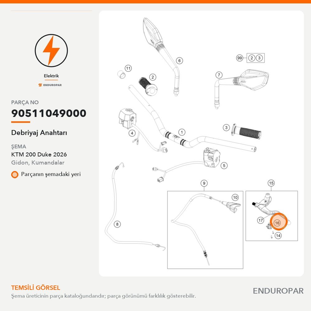 Debriyaj Anahtarı 90511049000 parça şeması