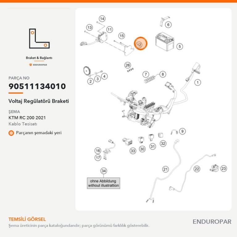 Voltaj Regülatörü Braketi 90511134010 parça şeması