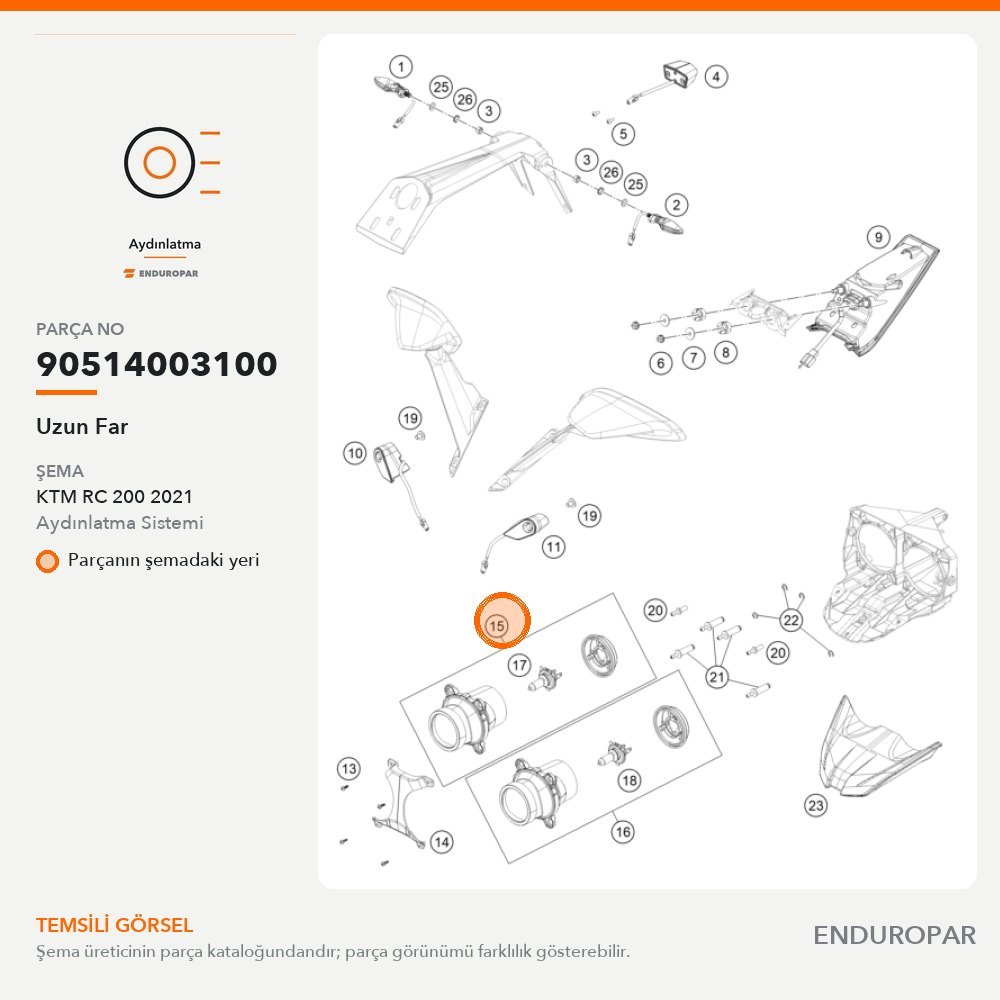 Uzun Far 90514003100 parça şeması
