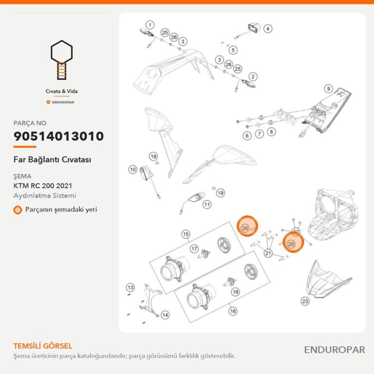 Far Bağlantı Cıvatası 90514013010 parça şeması