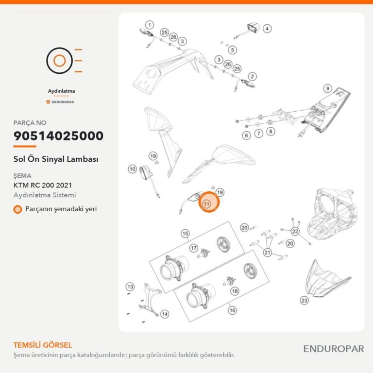 Sol Ön Sinyal Lambası 90514025000 parça şeması