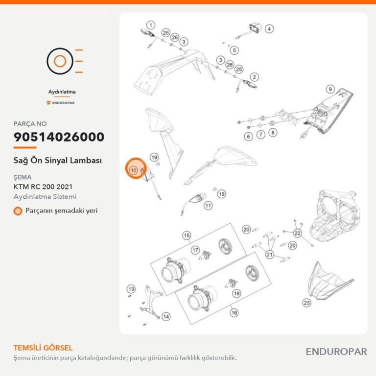 Sağ Ön Sinyal Lambası 90514026000 parça şeması