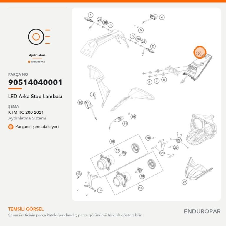 LED Arka Stop Lambası 90514040001 parça şeması