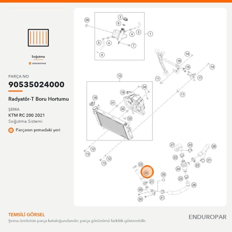Radyatör-T Boru Hortumu 90535024000 parça şeması