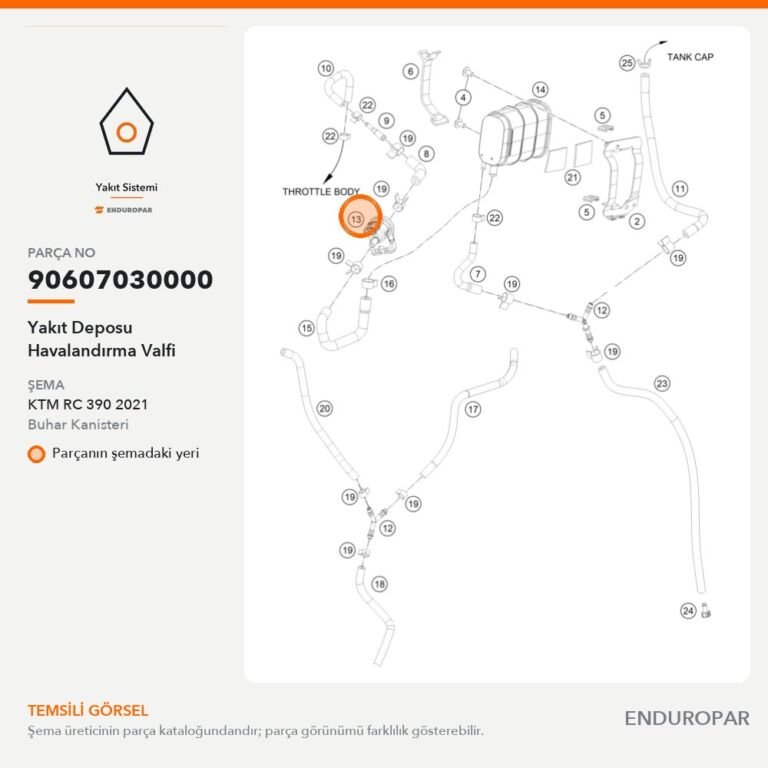 Yakıt Deposu Havalandırma Valfi 90607030000 parça şeması