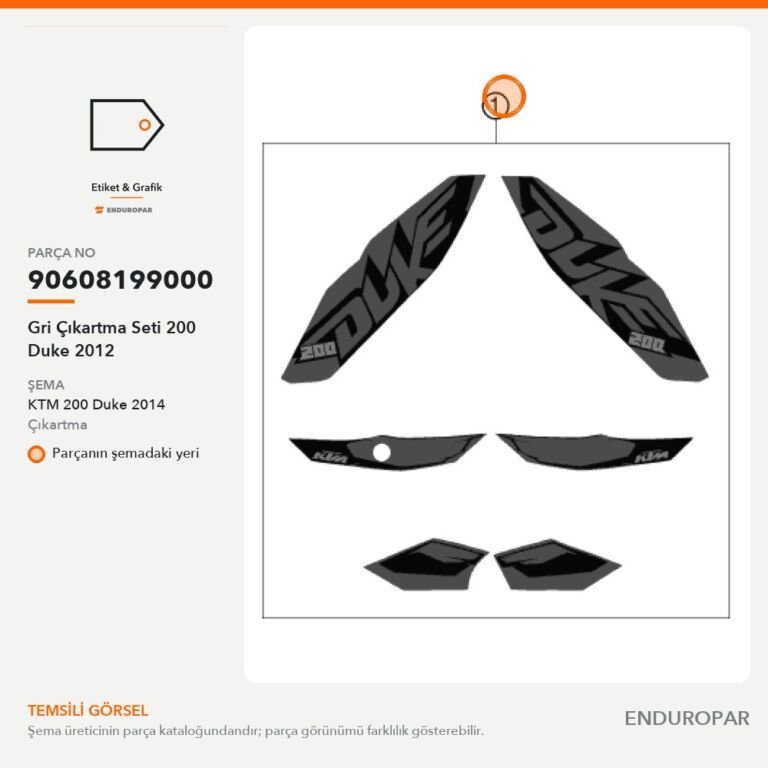 Gri Çıkartma Seti 200 Duke 2012 90608199000 parça şeması