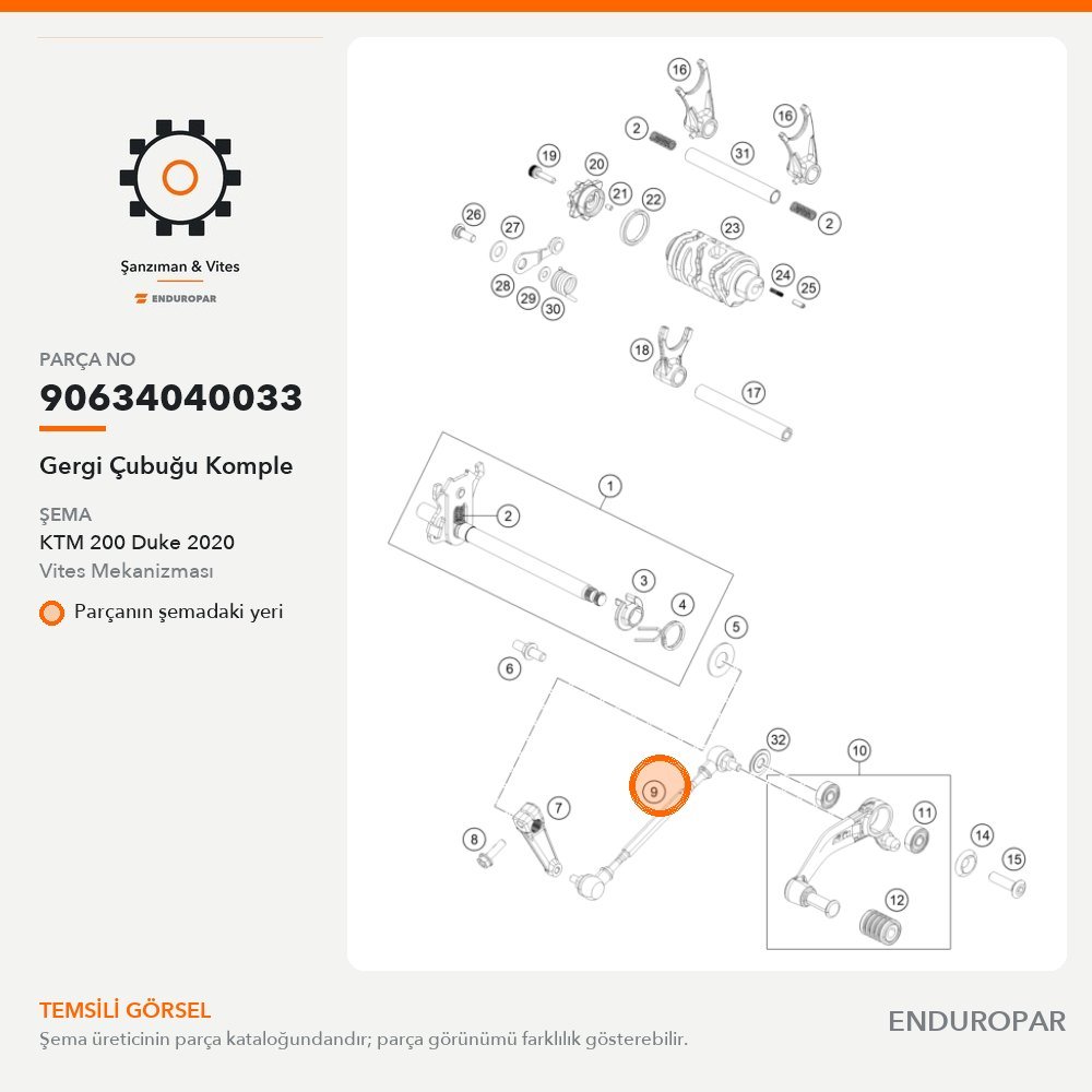 Gergi Çubuğu Komple 90634040033 parça şeması