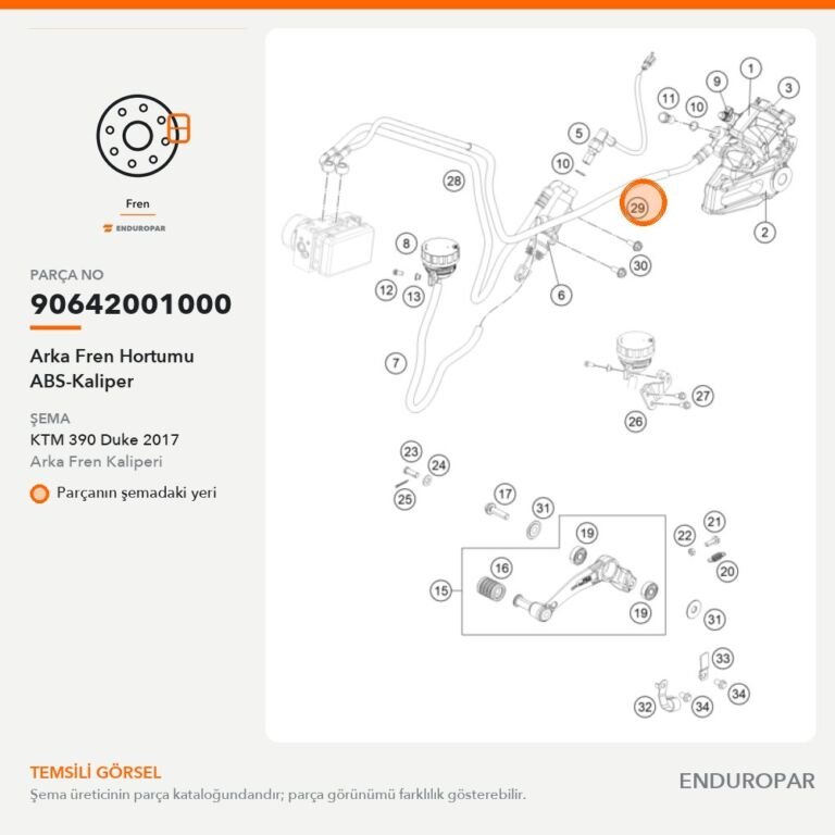 Arka Fren Hortumu ABS-Kaliper 90642001000 parça şeması