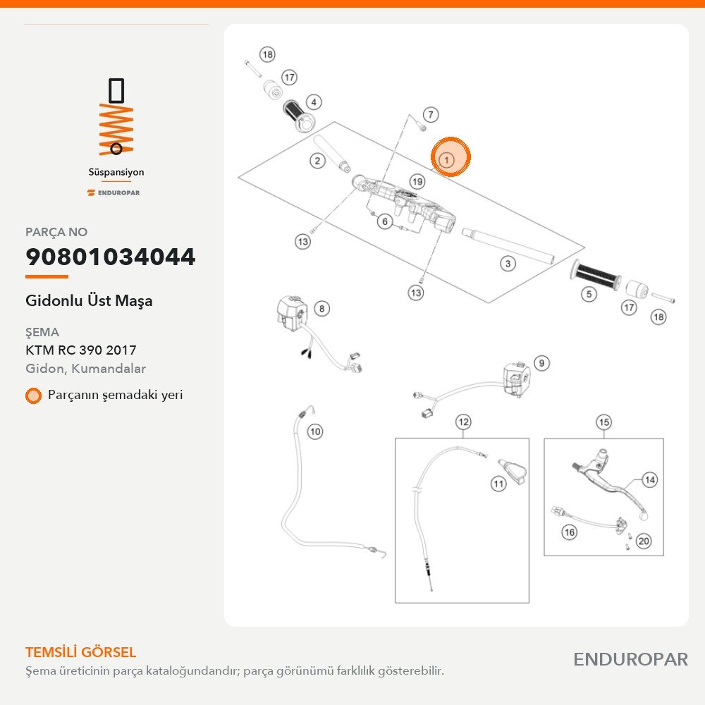 Gidonlu Üst Maşa 90801034044 parça şeması