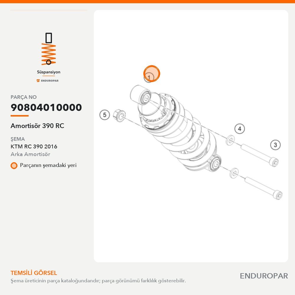 Amortisör 390 RC 90804010000 parça şeması
