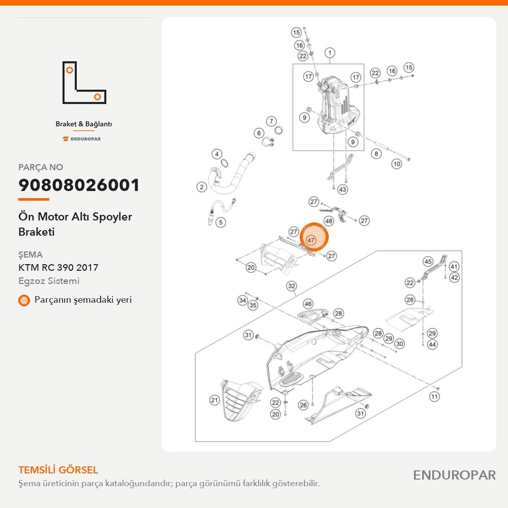 Ön Motor Altı Spoyler Braketi 90808026001 parça şeması