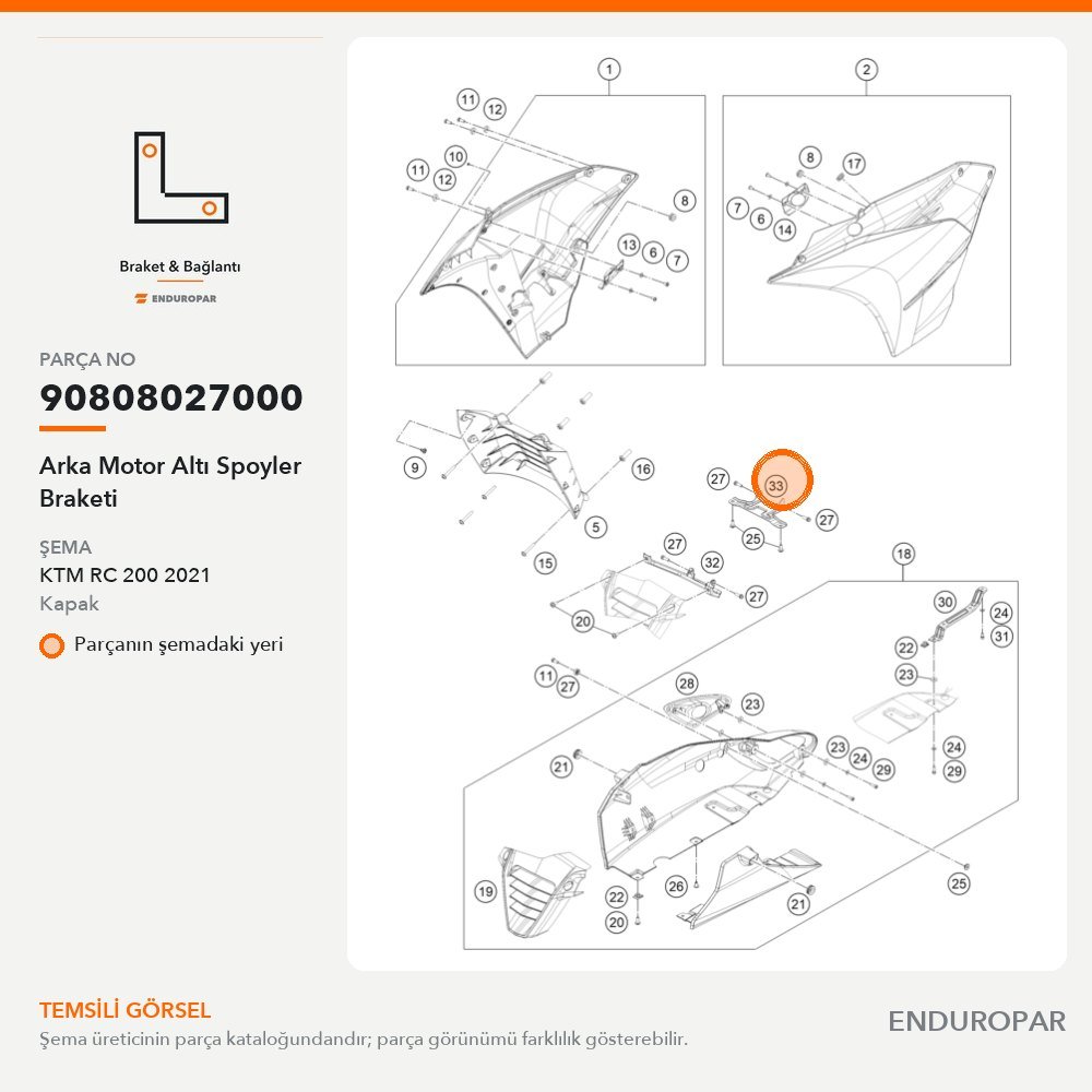 Arka Motor Altı Spoyler Braketi 90808027000 parça şeması