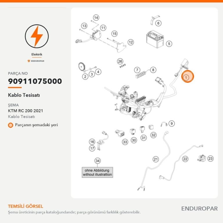 Kablo Tesisatı 90911075000 parça şeması