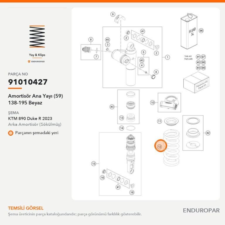 Amortisör Ana Yayı (59) 138-195 Beyaz 91010427 parça şeması