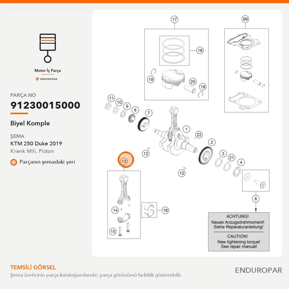 Biyel Komple 91230015000 parça şeması