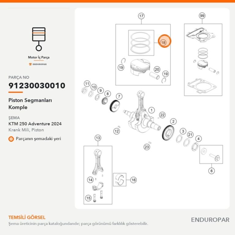 Piston Segmanları Komple 91230030010 parça şeması
