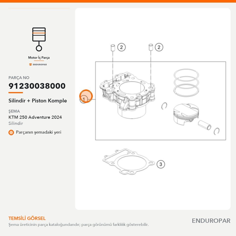 Silindir + Piston Komple 91230038000 parça şeması