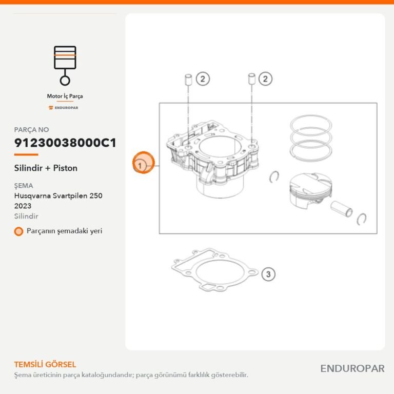 Silindir + Piston 91230038000C1 parça şeması