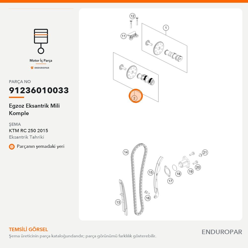 Egzoz Eksantrik Mili Komple 91236010033 parça şeması