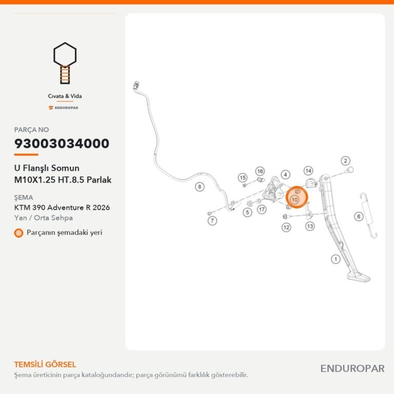 U Flanşlı Somun M10X1.25 HT.8.5 Parlak 93003034000 parça şeması