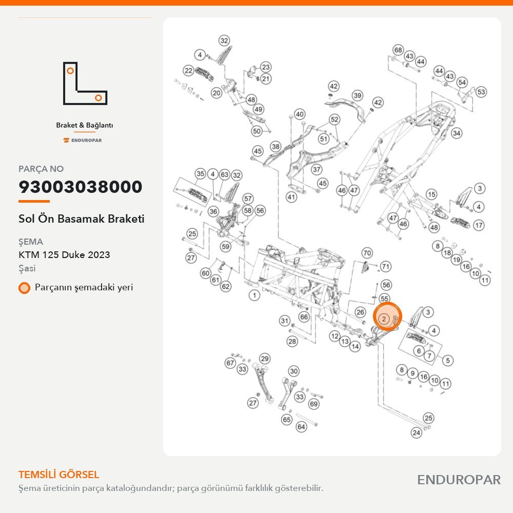 Sol Ön Basamak Braketi 93003038000 parça şeması