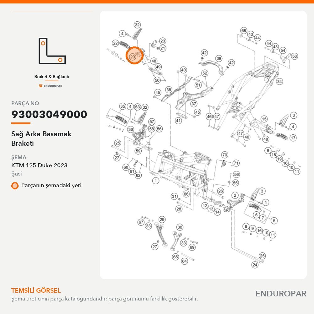 Sağ Arka Basamak Braketi 93003049000 parça şeması
