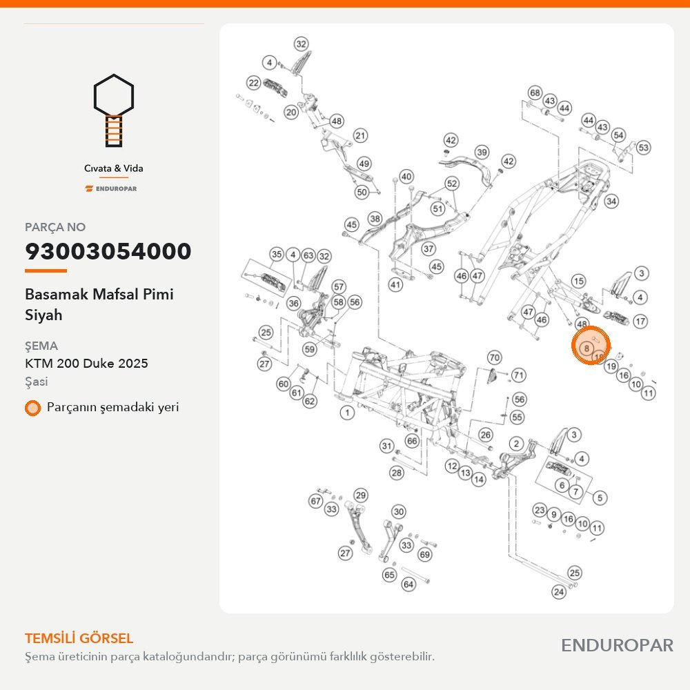 Basamak Mafsal Pimi Siyah 93003054000 parça şeması