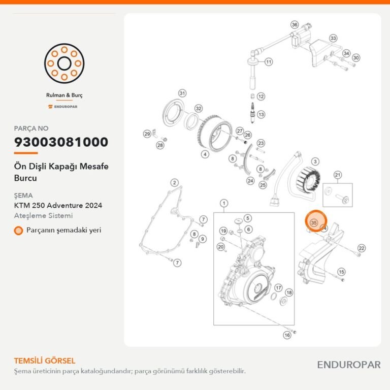 Ön Dişli Kapağı Mesafe Burcu 93003081000 parça şeması